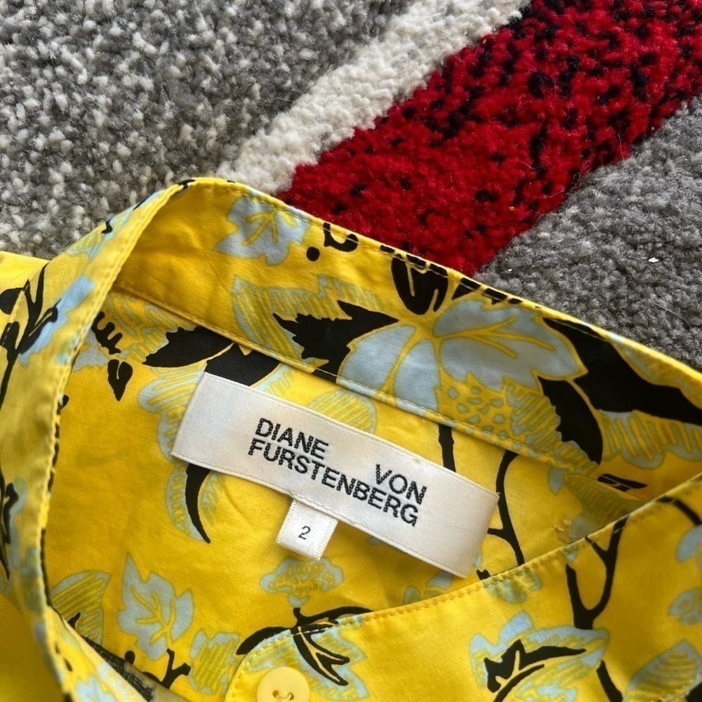 Diane Von Furstenberg Josie Yellow Floral Sleeveless Dress - Picture 3 of 5